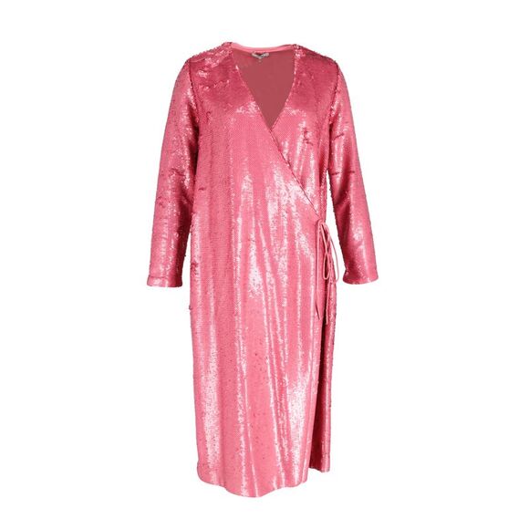 Ganni Sonora Sequin Wrap Dress in Pink Polyester